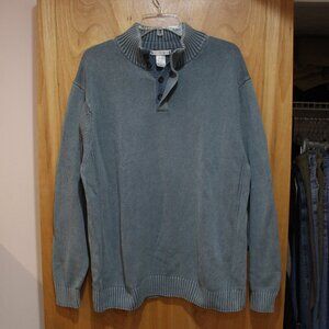 Geoffrey Beene Dusty Blue Henley Sweater